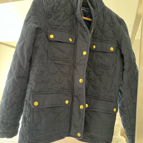 JCREW Factory quilted zip front jacket cost XS New with tag Navy - Picture 2 of 4